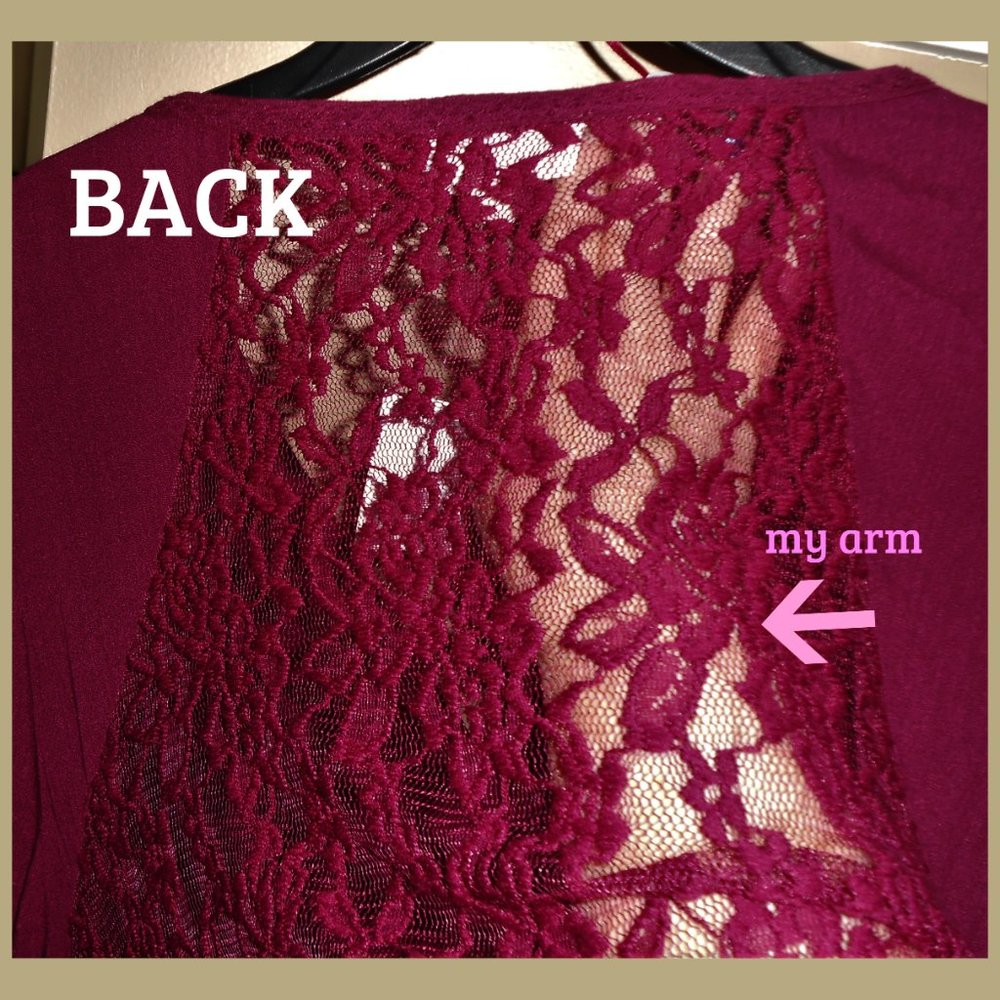 Boho Lace Top Wine Color NWT - Picture 7 of 16